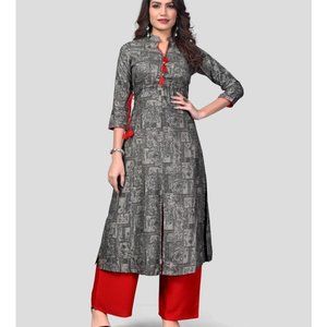 New Rayon Kurti With Palazzo - Stitched Su…